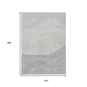 HomeRoots 10' Gray and Ivory Striped Washable Area Rug - Perfect for Indoor & Outdoor Spaces, Durable & Stylish 660960