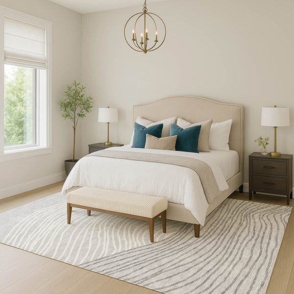 HomeRoots 10' Gray and Ivory Striped Washable Area Rug - Perfect for Indoor & Outdoor Spaces, Durable & Stylish 660960