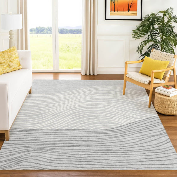 HomeRoots 10' Gray and Ivory Striped Washable Area Rug - Perfect for Indoor & Outdoor Spaces, Durable & Stylish 660960