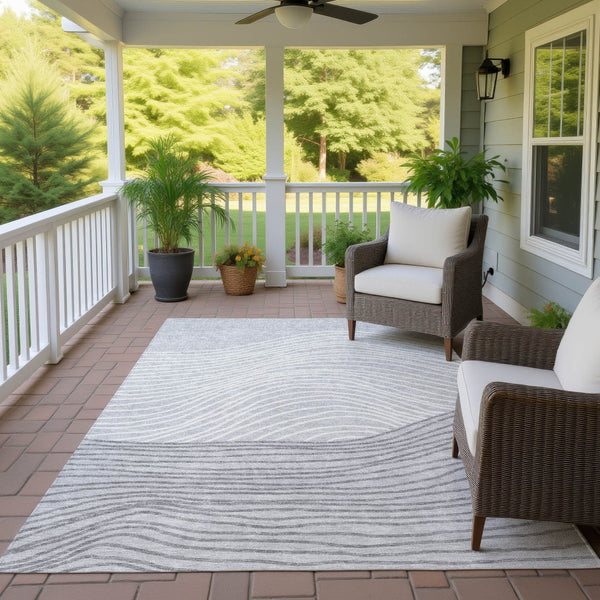 HomeRoots 10' Gray and Ivory Striped Washable Area Rug - Perfect for Indoor & Outdoor Spaces, Durable & Stylish 660960