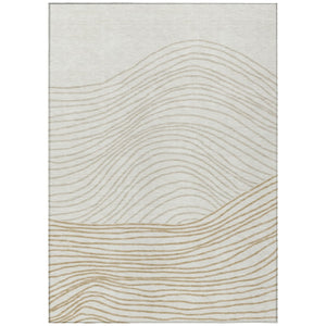 HomeRoots 5' Ivory and Wheat Striped Area Rug – Durable, Washable Design for Indoor & Outdoor Spaces, 5x8' 660962