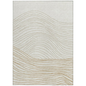 HomeRoots 5' Ivory and Wheat Striped Area Rug – Durable, Washable Design for Indoor & Outdoor Spaces, 5x8' 660962