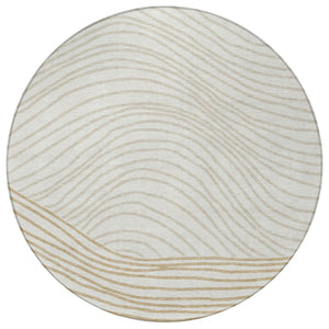 HomeRoots 8' Ivory and Wheat Round Striped Washable Rug | Durable, Stylish Area Rug for Indoor & Outdoor Use 660963