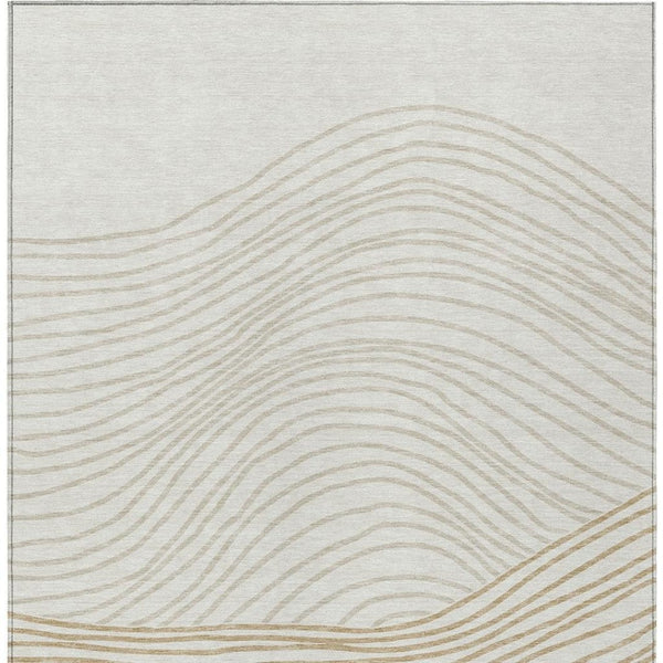 HomeRoots 8' X 10' Stylish Ivory & Wheat Striped Washable Rug - Indoor/Outdoor, Durable, Easy-Care Design! 660964