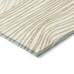 HomeRoots 8' X 10' Stylish Ivory & Wheat Striped Washable Rug - Indoor/Outdoor, Durable, Easy-Care Design! 660964