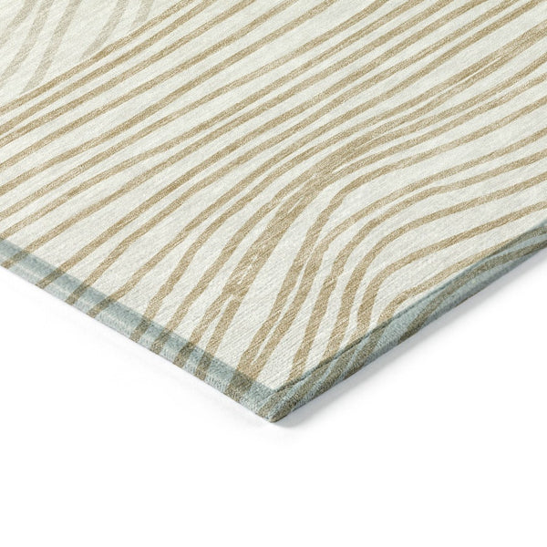 HomeRoots 8' X 10' Stylish Ivory & Wheat Striped Washable Rug - Indoor/Outdoor, Durable, Easy-Care Design! 660964