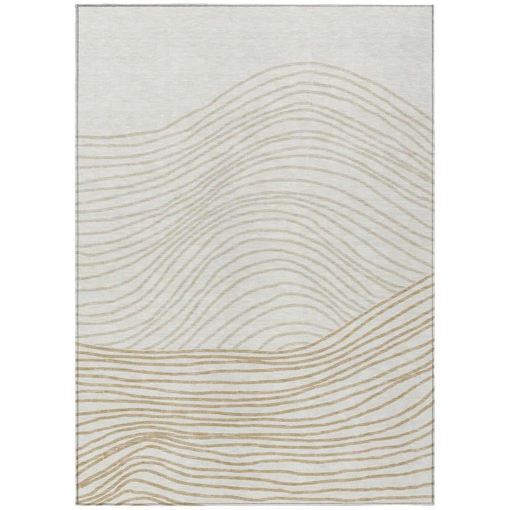 HomeRoots 10' Classic Ivory and Wheat Striped Washable Area Rug - Durable Indoor/Outdoor Style for Any Space 660966
