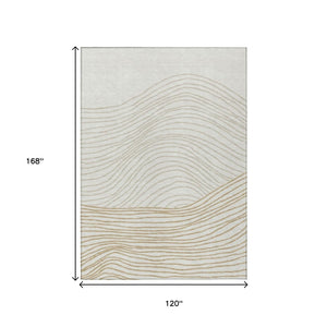 HomeRoots 10' Classic Ivory and Wheat Striped Washable Area Rug - Durable Indoor/Outdoor Style for Any Space 660966