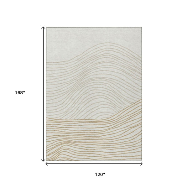 HomeRoots 10' Classic Ivory and Wheat Striped Washable Area Rug - Durable Indoor/Outdoor Style for Any Space 660966