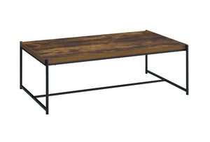 English Elm Nilda Two-tone Oak Coffee Table with Walnut Top and Dual Open Storage Shelves B2749P413287