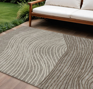 HomeRoots 8' X 10' Taupe Beige & Brown Striped Washable Area Rug - Stylish, Durable & Versatile for Indoors/Outdoors 660976