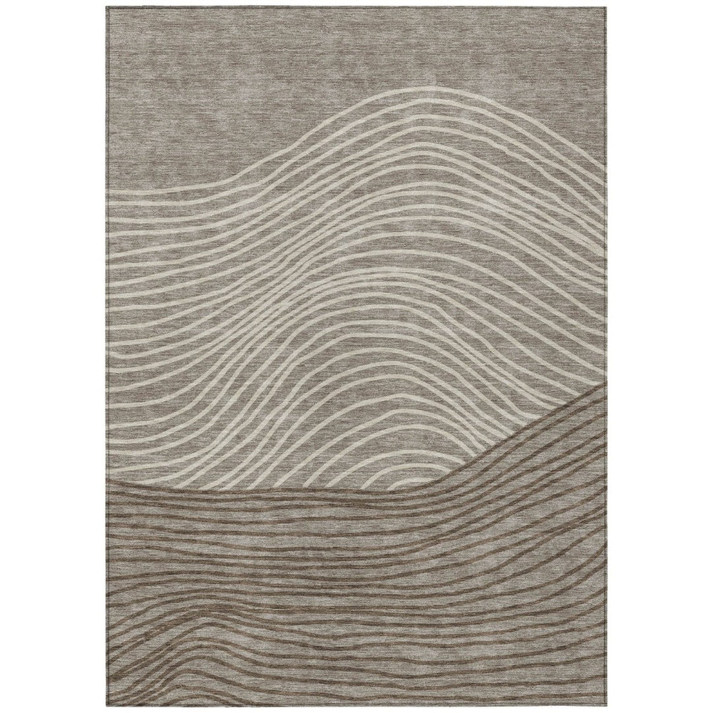 HomeRoots 8' X 10' Taupe Beige & Brown Striped Washable Area Rug - Stylish, Durable & Versatile for Indoors/Outdoors 660976