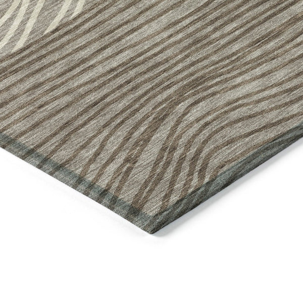 HomeRoots 8' X 10' Taupe Beige & Brown Striped Washable Area Rug - Stylish, Durable & Versatile for Indoors/Outdoors 660976