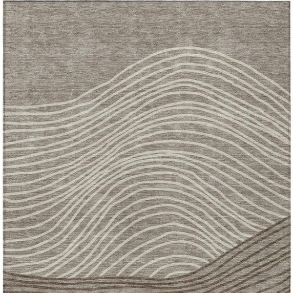 HomeRoots 8' X 10' Taupe Beige & Brown Striped Washable Area Rug - Stylish, Durable & Versatile for Indoors/Outdoors 660976