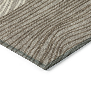 HomeRoots 9' X 12' Durable Taupe Beige Brown Striped Area Rug – Washable, Stylish for Indoor & Outdoor Use! 660977
