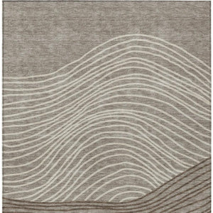 HomeRoots 9' X 12' Durable Taupe Beige Brown Striped Area Rug – Washable, Stylish for Indoor & Outdoor Use! 660977