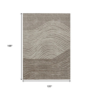 HomeRoots 10' Taupe Beige & Brown Striped Washable Area Rug - Durable Indoor/Outdoor Style for High-Traffic Spaces 660978