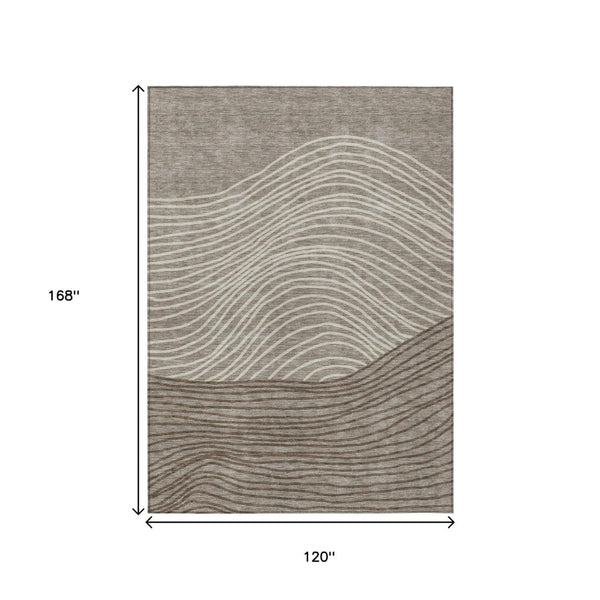 HomeRoots 10' Taupe Beige & Brown Striped Washable Area Rug - Durable Indoor/Outdoor Style for High-Traffic Spaces 660978