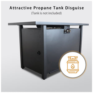 English Elm 25" Steel Outdoor Fire Pit Table with Lid — Durable Black 42" W Gathering Table for Patio Evenings B120P242624