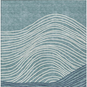 HomeRoots 10' Teal Blue & Ivory Striped Washable Area Rug – Durable, Stylish for Indoor/Outdoor Use & Easy Care! 660984