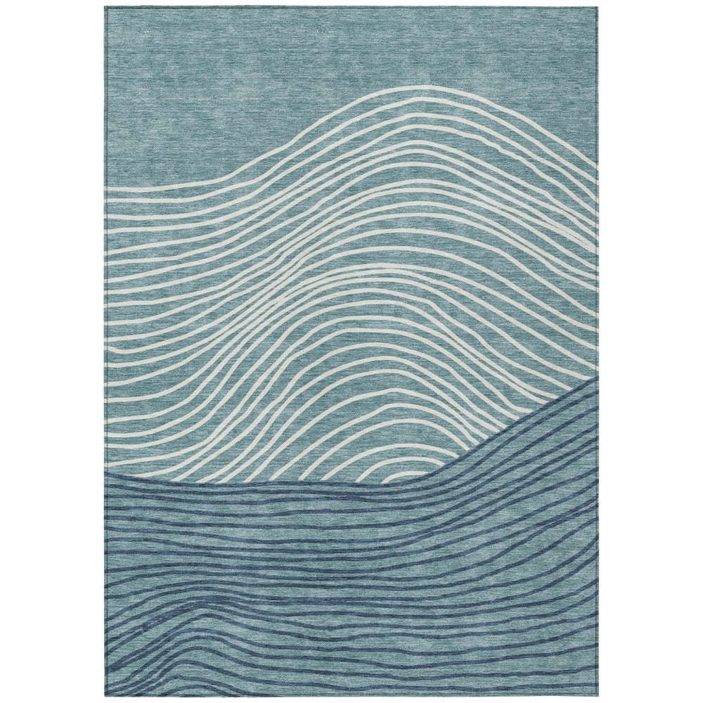 HomeRoots 10' Teal Blue & Ivory Striped Washable Area Rug – Durable, Stylish for Indoor/Outdoor Use & Easy Care! 660984