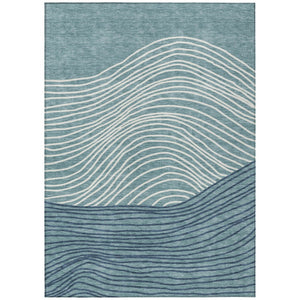 HomeRoots 10' Teal Blue & Ivory Striped Washable Area Rug – Durable, Stylish for Indoor/Outdoor Use & Easy Care! 660984