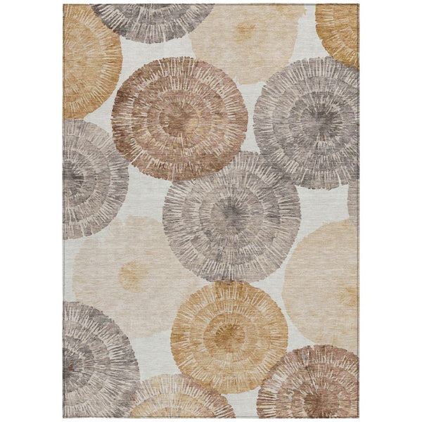 HomeRoots 5' X 8' Copper Ivory and Gray Abstract Washable Rug - Stylish Indoor/Outdoor Area Rug for High Traffic Areas 660992