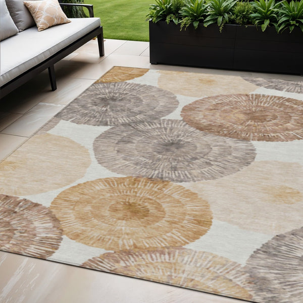 HomeRoots 5' X 8' Copper Ivory and Gray Abstract Washable Rug - Stylish Indoor/Outdoor Area Rug for High Traffic Areas 660992