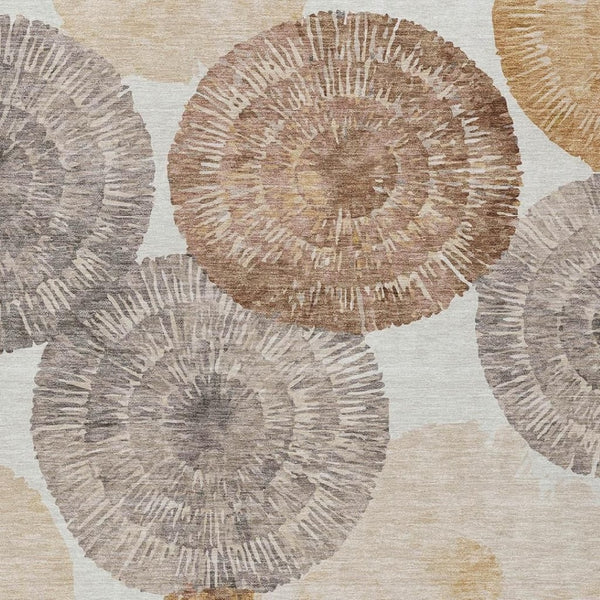 HomeRoots 9' X 12' Modern Abstract Copper Ivory Gray Area Rug - Washable, Indoor/Outdoor, Pet-Friendly Design 660995