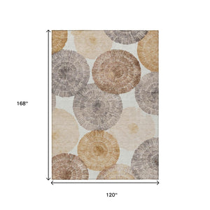 HomeRoots 10' Copper Ivory & Gray Abstract Washable Area Rug - Indoor/Outdoor Heavy-Duty Design for Style & Durability 660996