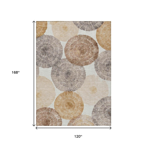 HomeRoots 10' Copper Ivory & Gray Abstract Washable Area Rug - Indoor/Outdoor Heavy-Duty Design for Style & Durability 660996