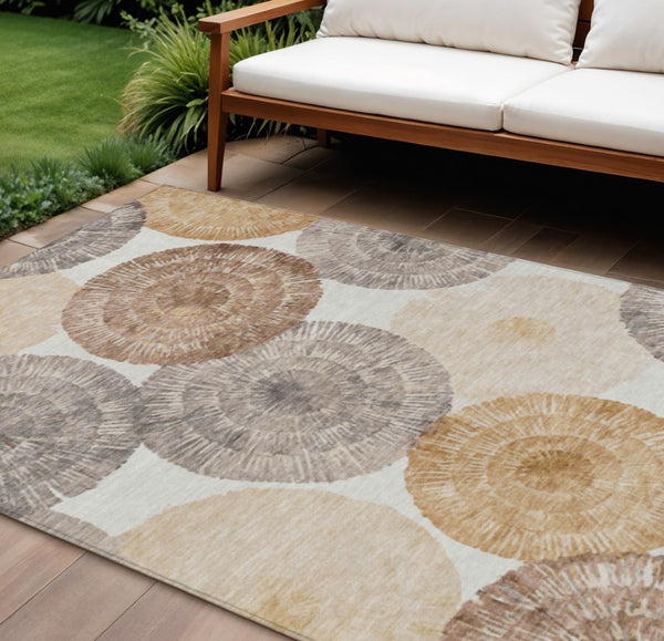 HomeRoots 10' Copper Ivory & Gray Abstract Washable Area Rug - Indoor/Outdoor Heavy-Duty Design for Style & Durability 660996