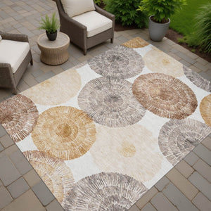 HomeRoots 10' Copper Ivory & Gray Abstract Washable Area Rug - Indoor/Outdoor Heavy-Duty Design for Style & Durability 660996