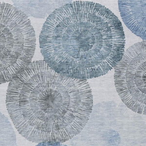 HomeRoots 5' Contemporary Denim Blue and Gray Abstract Area Rug – Indoor/Outdoor Washable, Durable Design 660998