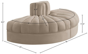 Meridian Furniture Rummi Two Piece Modular Sofa in Channel Tufted Beige Velvet for Living Rooms 660Beige-2RC