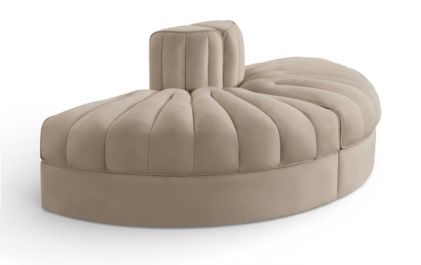 Meridian Furniture Rummi Two Piece Modular Sofa in Channel Tufted Beige Velvet for Living Rooms 660Beige-2RC