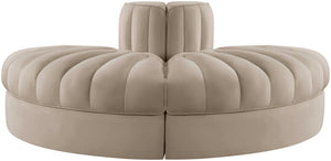 Meridian Furniture Rummi Two Piece Modular Sofa in Channel Tufted Beige Velvet for Living Rooms 660Beige-2RC