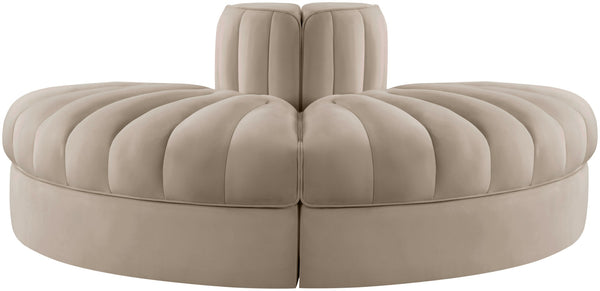Meridian Furniture Rummi Two Piece Modular Sofa in Channel Tufted Beige Velvet for Living Rooms 660Beige-2RC