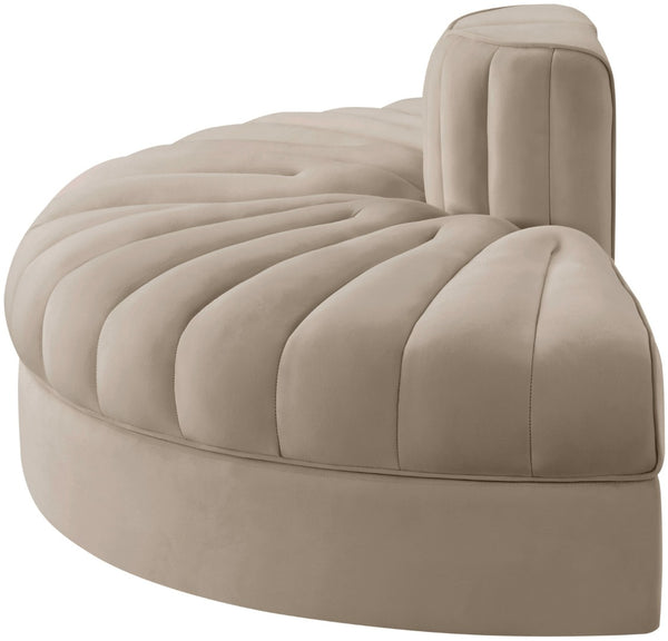 Meridian Furniture Rummi Two Piece Modular Sofa in Channel Tufted Beige Velvet for Living Rooms 660Beige-2RC
