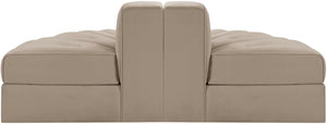 Meridian Furniture Rummi Two Piece Modular Sofa in Channel Tufted Beige Velvet for Living Rooms 660Beige-2RC