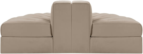 Meridian Furniture Rummi Two Piece Modular Sofa in Channel Tufted Beige Velvet for Living Rooms 660Beige-2RC