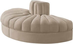 Meridian Furniture Rummi Two Piece Modular Sofa in Channel Tufted Beige Velvet for Living Rooms 660Beige-2RC
