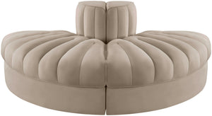 Meridian Furniture Rummi Two Piece Modular Sofa in Channel Tufted Beige Velvet for Living Rooms 660Beige-2RC