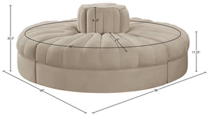 Meridian Furniture Rummi Four Piece Modular Sofa with Channel Tufted Velvet and Stain Resistant Fabric 660Beige-4RC