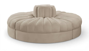 Meridian Furniture Rummi Four Piece Modular Sofa with Channel Tufted Velvet and Stain Resistant Fabric 660Beige-4RC