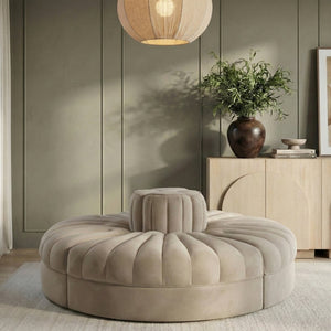 Meridian Furniture Rummi Four Piece Modular Sofa with Channel Tufted Velvet and Stain Resistant Fabric 660Beige-4RC