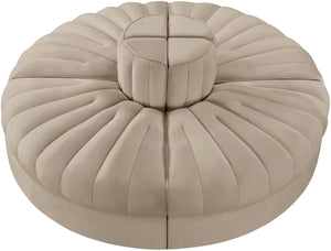 Meridian Furniture Rummi Four Piece Modular Sofa with Channel Tufted Velvet and Stain Resistant Fabric 660Beige-4RC