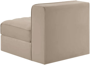 Meridian Furniture Rummi Channel Tufted Velvet Modular Chair for Modern and Contemporary Living Rooms Beige Armless 660Beige-Armless