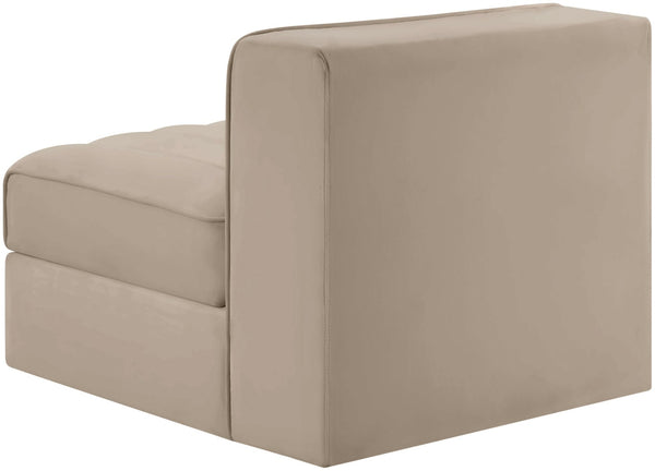 Meridian Furniture Rummi Channel Tufted Velvet Modular Chair for Modern and Contemporary Living Rooms Beige Armless 660Beige-Armless