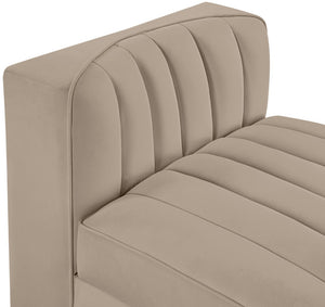 Meridian Furniture Rummi Channel Tufted Velvet Modular Chair for Modern and Contemporary Living Rooms Beige Armless 660Beige-Armless
